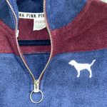 Victoria Secret Pink Sweatshirt. New In Bag. Size Xs. Burgundy And Navy Fleece Blue Photo 2