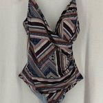 H&M  Striped Boho One Piece Swimsuit Womens 12 Multi Photo 0
