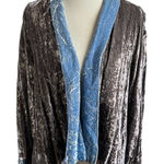 Jane Harel Vintage Crushed Velvet Jacket in Gray & Blue Photo 0