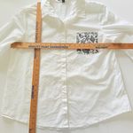 Thakoon White Button Down Shirt Black Floral Pocket Hidden Buttons Sz XL Photo 4