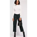 Free People  Women's Relaxed Slim Cargo‎ Pants Tapered Green Plaid Size 0 Belt Photo 1