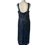 R & M Richards NWOT  1661 Long Formal Sequin Fringe Dress In Gunmetal Photo 7