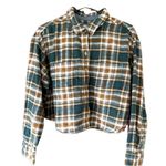 American Eagle Cropped Flannel Button Front Top, Medium Photo 1