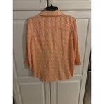 Chico's Women's Peach Linen Button Down Top Blouse Size 1 Floral Print Photo 6