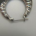 Sterling Silver Puffy Twist Scalloped Shrimp Hoops Textured 7/8 Inch Photo 4