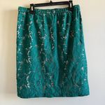 J.Crew Lace Green Nude Lined Midi Pleated Skirt W Photo 5
