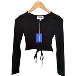 Boutique SIXTH JUNE Long Sleeve Open Back Ribbed Crop Top Women’s Size S Black NWT Photo 5