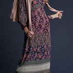 CAbi  Festive Maxi Dress Small Retro‎ Floral Boho Multicolor Fall Festival Chic Photo 0