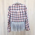 Holding Horses Womens Plaid Button Down Shirt Size 4 Coral Navy Western Boho Photo 5