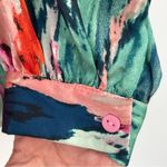 Women’s Colorful Silky Long Lantern Sleeve V Photo 3