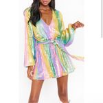 Show Me Your Mumu  Wear Me Out Rainbow Stripe‎ Sequin Mini Dress Size M Photo 2