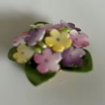 Staffordshire Porcelain Pastel Colored Hydrangea Brooch Green Photo 1