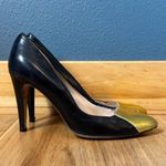 Coye Nokes Black Leather 4” High Heels with Metallic Gold Detail Size 39 Photo 2