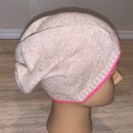 Beige & pink knit winter beanie Photo 2