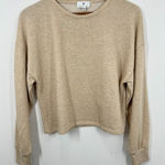 Socialite Tan Oatmeal Women's Size Medium Crewneck Sweatshirt Cozy Loungewear Photo 0