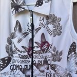 Elegant Butterfly Print Sleeveless Blouse White Size M Photo 1
