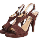 Oscar de la Renta  Brown Leather Slingback Heels Size 6.5 (EU 37) Photo 0