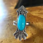 Natural Sleeping Beauty Turquoise Sterling Silver Arrow Ring Size 6 Blue Photo 8