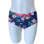 Women's dark blue floral hipster bikini bottom swimsuit size medium summer Photo 0