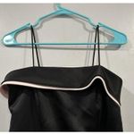 Zum Zum Black Light Pink Bow Split Back Satin Dress Gown 3/4 Vintage VTG Photo 1