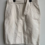 Loft NWT  Linen Cotton Ecru Cream Belted Denim Knee Length Skirt Size 10 TALL Photo 0