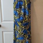 Nine West  Blue Bright Surf/Sunflower Abstract Halter Stretch Maxi Dress Sz14-$98 Photo 1