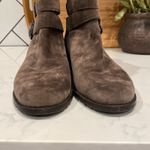Stuart Weitzman 'Strapduo' Short Boot Moto Biker suede brown gray booties size 9 Photo 2
