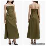 Bardot  Lora Strapless Cotton Poplin Maxi Dress Khaki Green 10 Photo 1