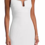 AQUA  White Mini Dress Rhinestone Trim Square Neck Party Cocktail‎ XS Photo 0