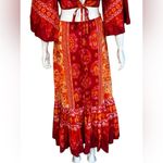 Farm Rio  100% Cotton Vibrant Red and Orange Long Sleeve Dress Size Medium Photo 6