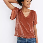 Madewell  Velvet Tulip Sleeve Ruffle Top Shirt Tee Photo 0