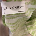 Self Contrast Green and White Patterned Puffer Sleeve Women's Top Size M Photo 3