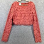 Marciano  Women's Blouse Cropped Lace Floral Overlay Coral Size Medium Photo 0