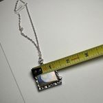 Artsonia Multi Color Art Print Square Silver Tone Necklace Adjustable Length Photo 2