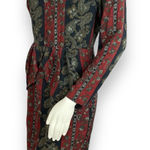 Vintage Dress 80s Pencil Petal Hip Skirt Layer Striped Floral Women Retro Black Red Photo 0