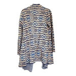 Lucky Brand Womens Blue/ Tan Aztec Open Front Cardigan Duster Sweater sz LRG Photo 6