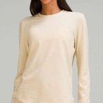 Lululemon Love Long Sleeve Tee Prosecco White Stripe Athletic Top 8 Photo 0