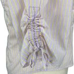 Delia's Delia’s Lavender and Yellow Striped Cotton Button Down Shirt Photo 4