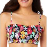 Salt + Cove Penny Lane Smocked Bandeau Bikini Top Floral Black Colorful XL Photo 0