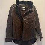 Abercrombie & Fitch  Dark Brown Leather Shirt Jacket Photo 0