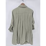 Soft Surroundings  Dress Womens Medium Green Button Front Roll Tab‎ Sleeve Photo 3