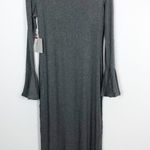 1. State Ribbed Bell Sleeve Midi Dress Grey XS Photo 8