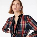 J.Crew Red/Black Velvet Trimmed Stewart Tartan V-Neck Tunic Size XS Photo 0