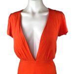 superdown Orange Short Sleeve Plunging V-Neck One Piece Romper Shorts Size S Photo 3