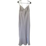 Wild Fable NWOT Shimmery Satin Maxi Dress Strappy Spaghetti Straps Silver Large Photo 1