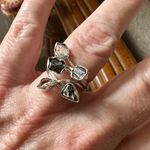 Natural Herkimer Diamond & Meteorite Campo Del Cielo Sterling Ring Silver Photo 4