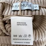 AYA MUSE Skirt Pisa Ribbed Knit Maxi Slit Metallic Stretchy Beige S NWT Tan Photo 4