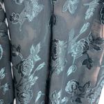 Vintage Angelique Women's L Satin Slip Dress Teal Blue Floral Chemise Lingerie Size L Photo 2