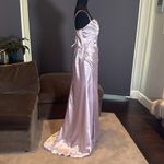 Women’s Full Length Prom Party Dress Criss Cross Straps Leg Slit Size 10 NWOT Purple Photo 3
