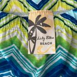 Lily Bleu‎ Sz L Strapless Chevron Maxi Casual Dress Neon Striped Belted Green Size L Photo 2